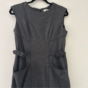 Calvin Klein Gray Tweed Belted Sheath Dress | Size 8